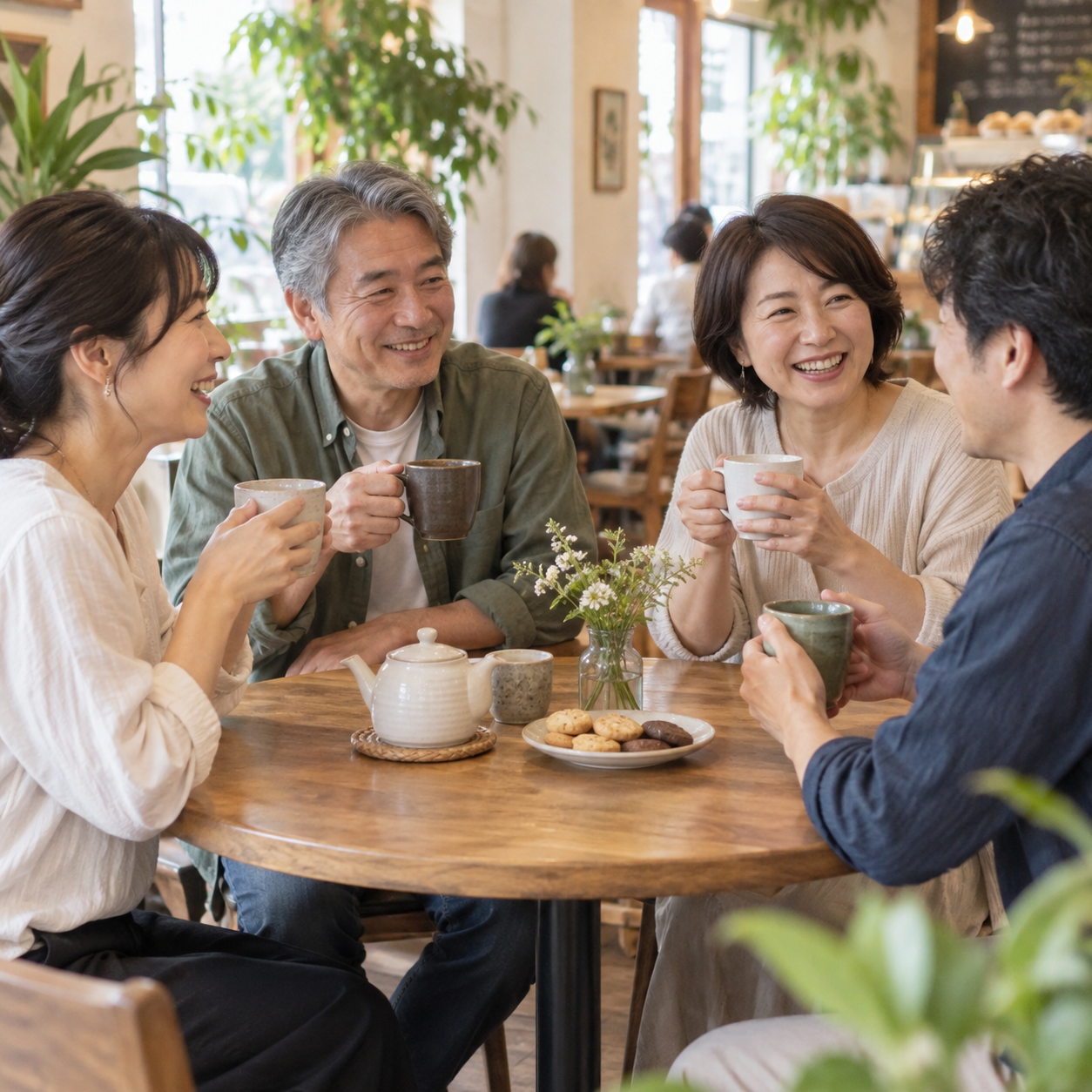 お茶を囲んで交流するイメージ