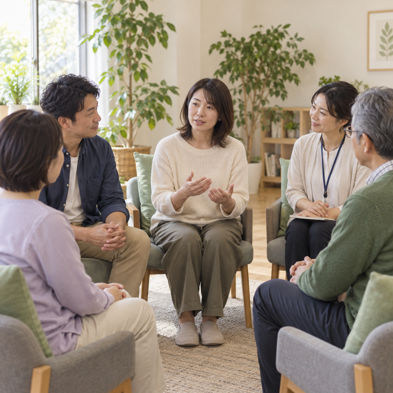 少人数で話を聞き合う里親サロンのイメージ